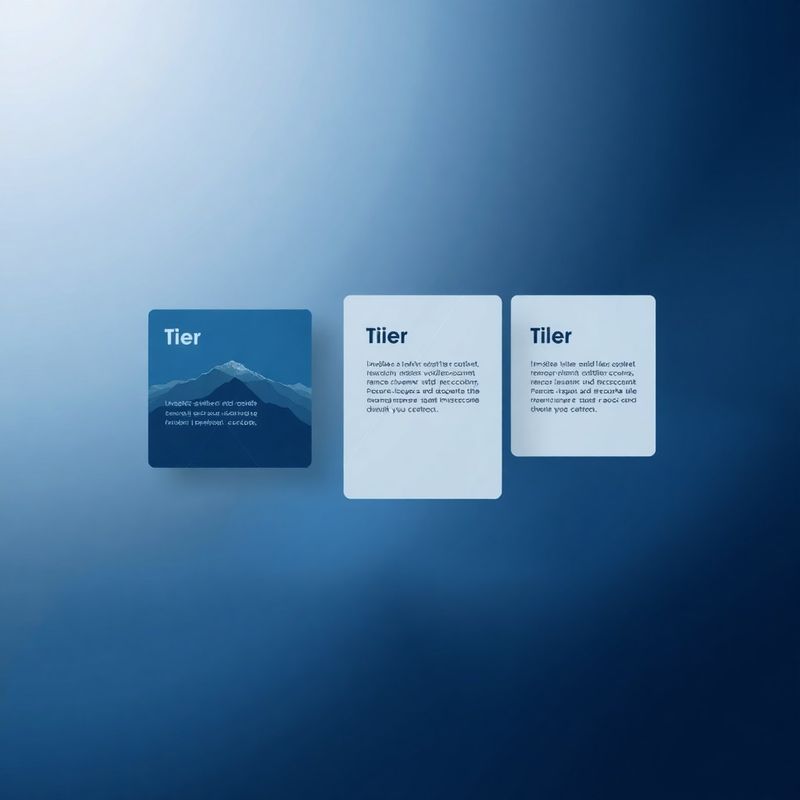 Abstract indigo gradient background with floating tier-comparison cards
