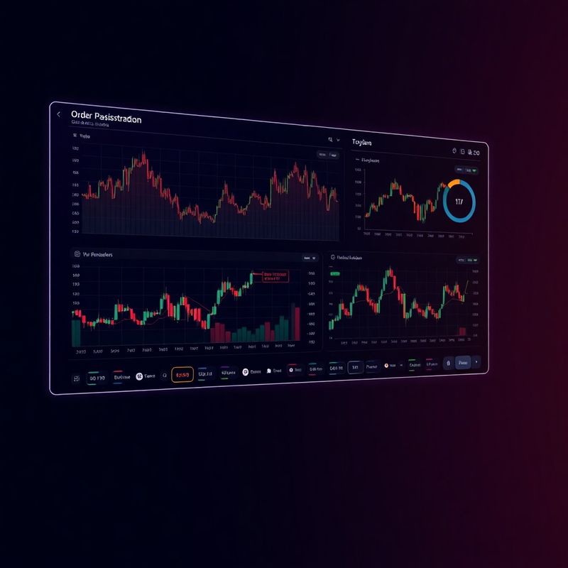 Clean-tech dashboard with multiple trading chart panels and risk-control indicators