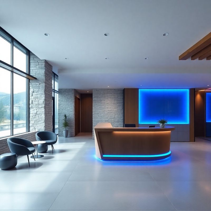 Modern reception area in The Collective's Ljubljana office